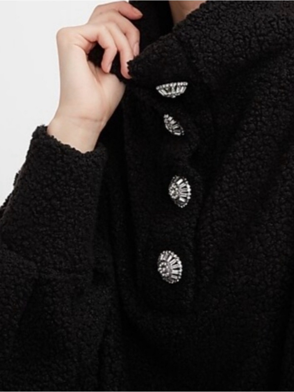 Express Black Sherpa rhinestone Women's jacket (NWT)